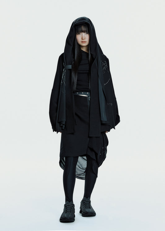 Hooded Jacket w/ Graphic Muffler