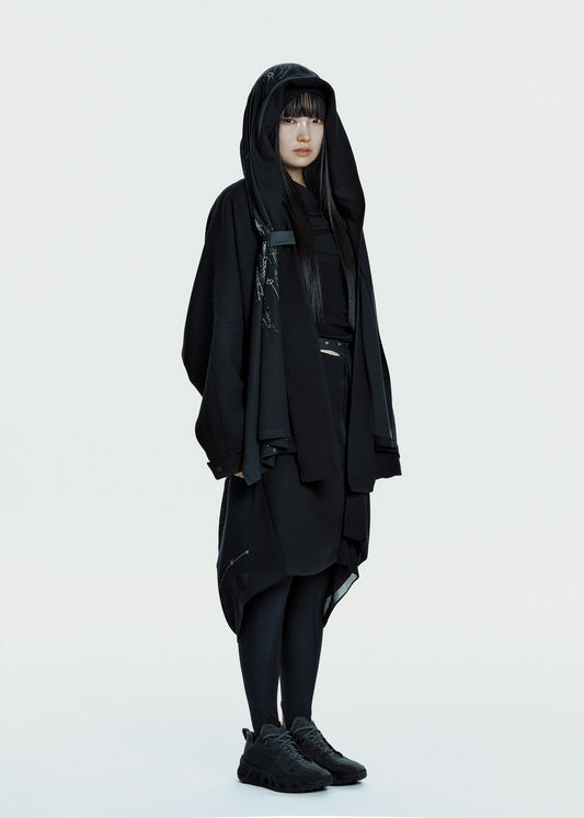 Hooded Jacket w/ Graphic Muffler