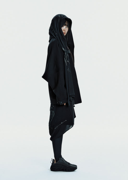 Hooded Jacket w/ Graphic Muffler