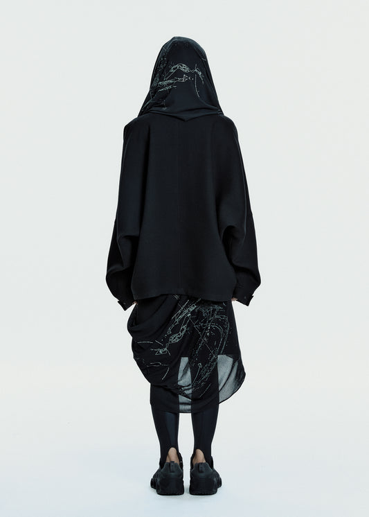 Hooded Jacket w/ Graphic Muffler