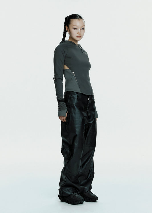 Hooded Asymmetric Zip Top