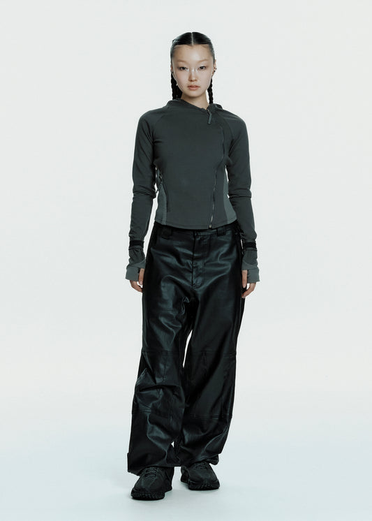 Hooded Asymmetric Zip Top