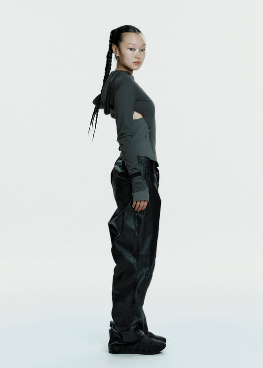 Hooded Asymmetric Zip Top