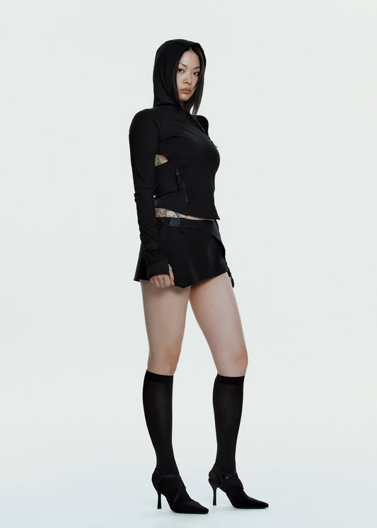 Hooded Asymmetric Zip Top
