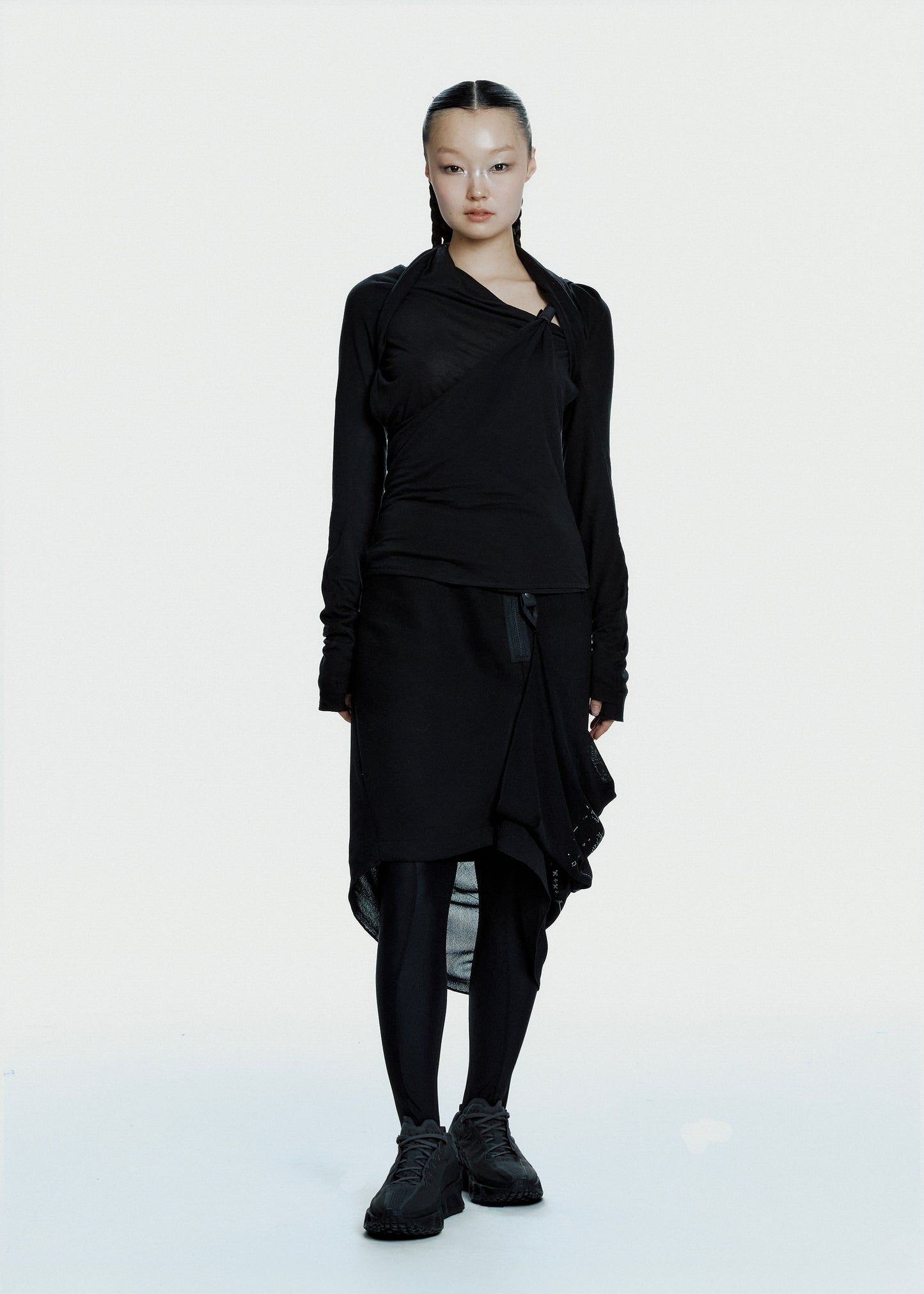 Graphic Wrap Skirt w/ Garter Belt