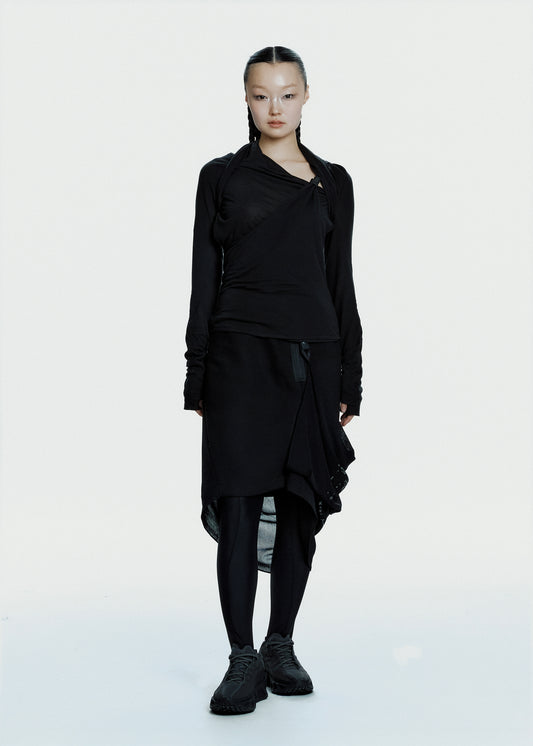 Graphic Wrap Skirt w/ Garter Belt