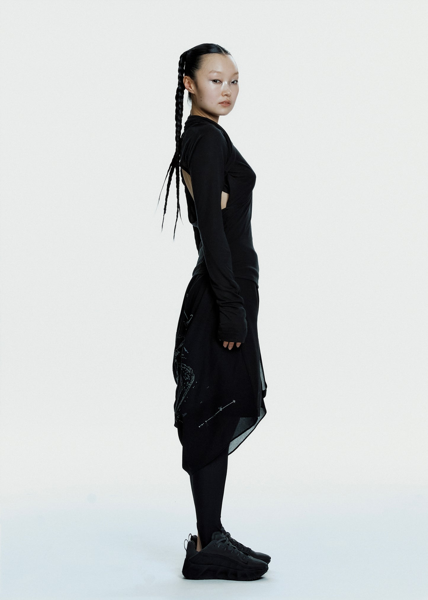Graphic Wrap Skirt w/ Garter Belt